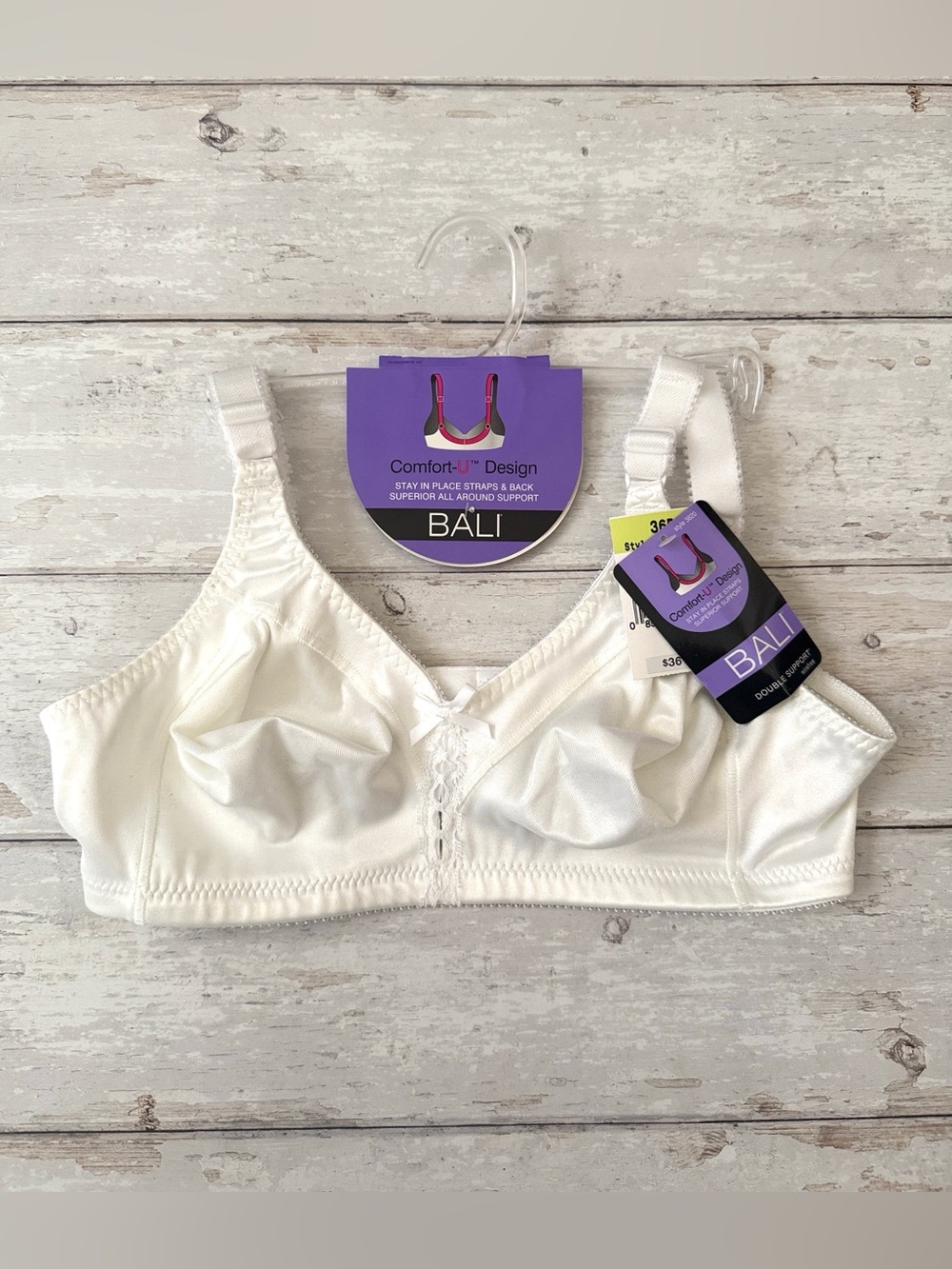 NEW! Bali Women’s Bra Size 36B Brand NEW with Tags NWT White Comfort U Design